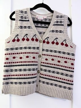 Bonpoint wool Knit Cherry Patterned Vest size 10